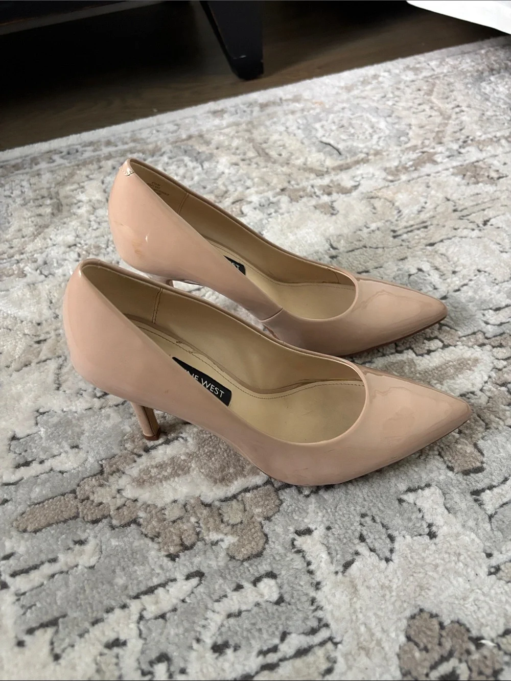 Nine West 6.5 Fresh Pointy Toe Pumps in Antique Taupe Patent Stiletto High Heel